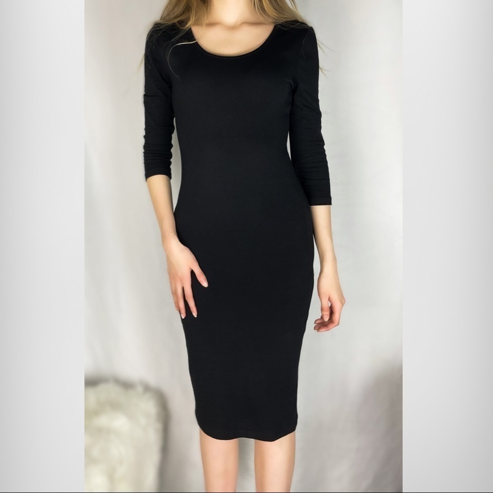 ✨NEW✨ Scoop Neck Midi Dress Black - Picture 3 of 3